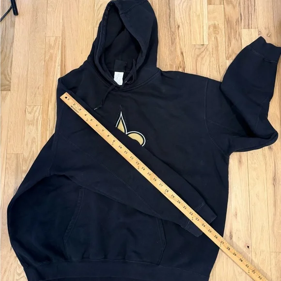 Black New Orleans Saints Hooded Sweatshirt with Gold Fleur-de-Lis XXL - Picture 7 of 8